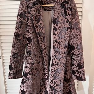 Free People Damask Jacquard Brocade Plum/Mauve Coat Small